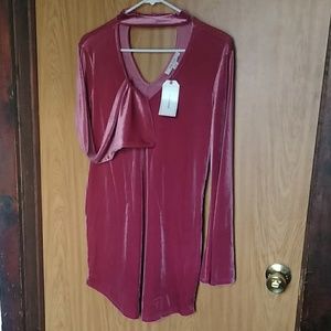 Adam Levine pink wine velvet bodycon dress